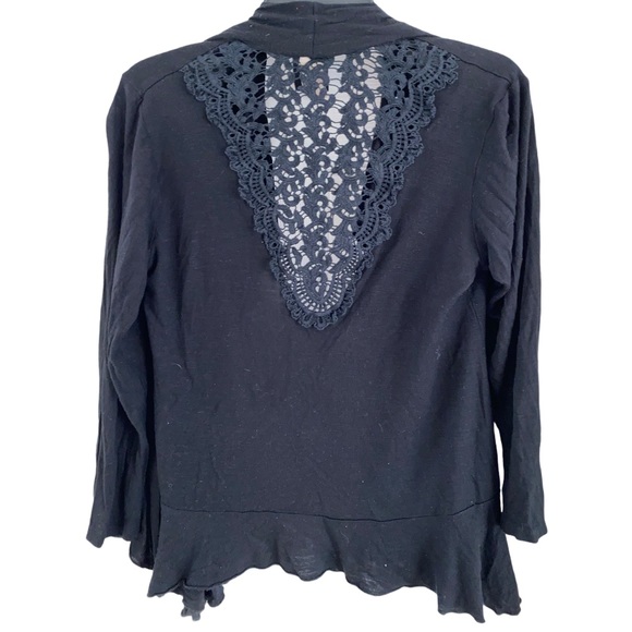 BOBEAU Black Crochet Lightweight Knit Cardigan Size Medium - Picture 9 of 10